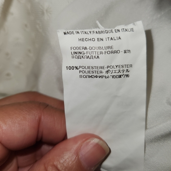 VALENTINO White Blazer Jacket Eyelet Cotton Viscose Long Sleeve Lined Size 6 - Picture 15 of 17